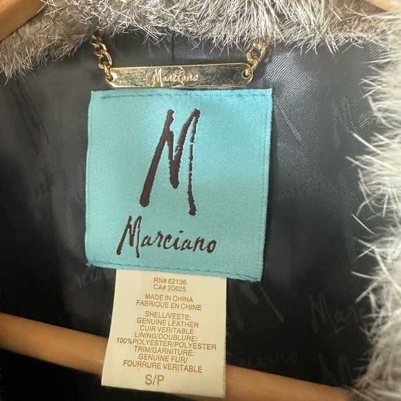 Marciano Leather Jacket with Rabbit Fur Collar - S/P - Picture 6 of 13